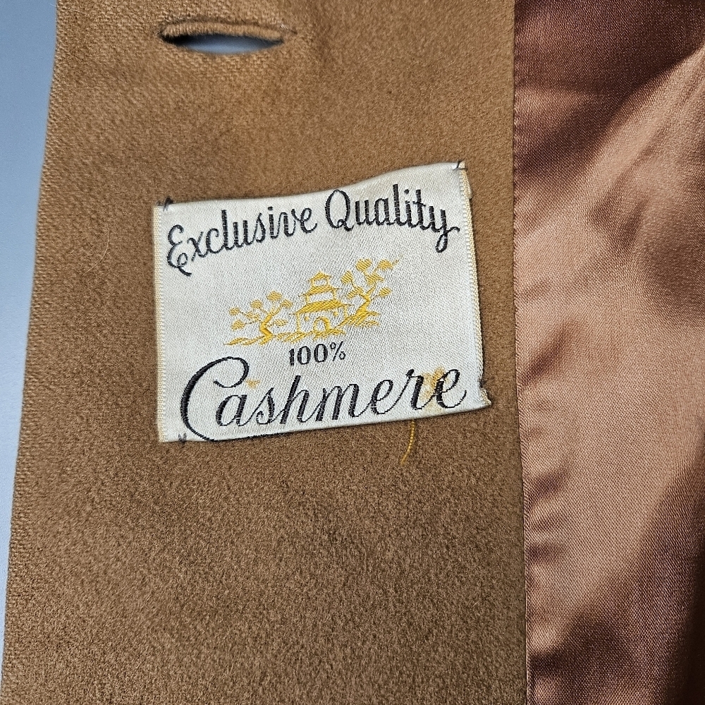 Cashmere Fur Collar 50s/60sVintage Camel Swing Coat Large, Size 10/12 - Picture 5 of 17